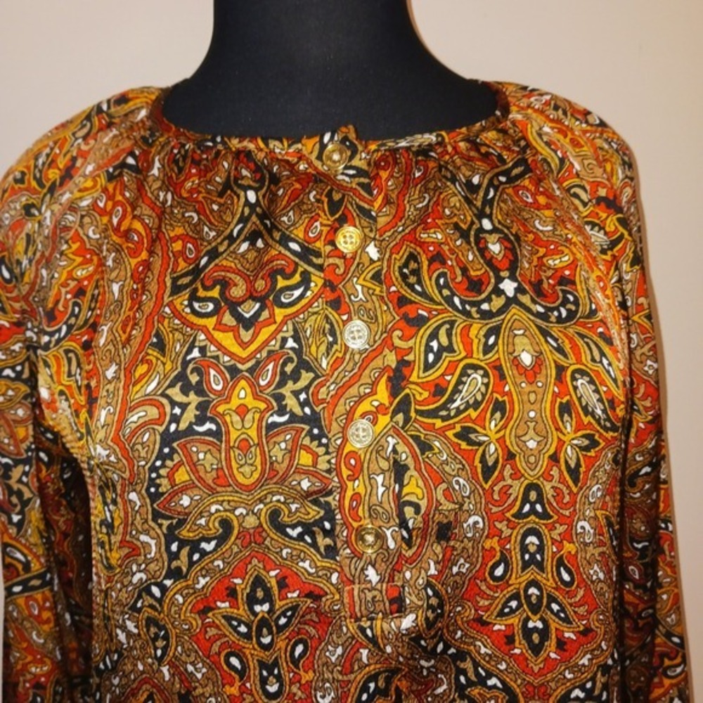 Michael Kors Classic Paisley Print Button Frontβ Long Sleeve Blouse Top XS